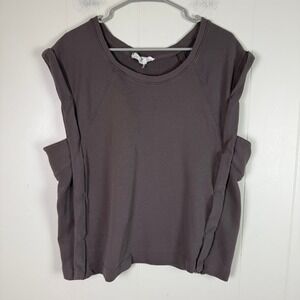 Anthropologie Women's XL Brown Cap Sleeve Sweatshirt Pullover‎ Top Casual